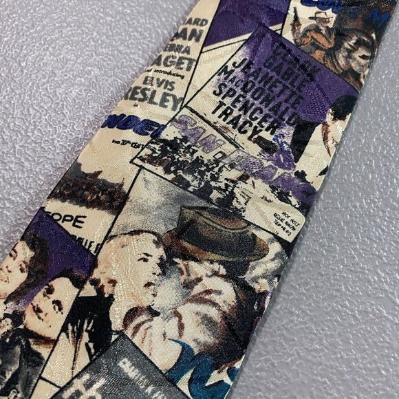 Vintage ENVOY Mens Tie Necktie Limited Edition Hollywood Black Purple 55.5" USA - Picture 10 of 12